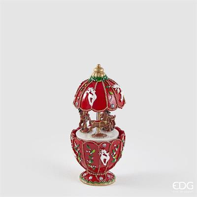 CARILLON GIOSTRA CON RENNE ROSSO 17CM