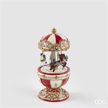 CARILLON GIOSTRA CON RENNE BIANCO/ROSSO 18,5CM
