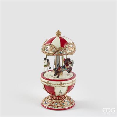 CARILLON GIOSTRA CON RENNE BIANCO/ROSSO 18,5CM