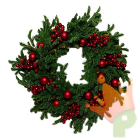 GHIRLANDA FUORIPORTA CON PINO/BACCHE/SFERE 60CM PVC