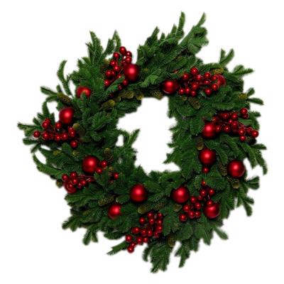 GHIRLANDA FUORIPORTA CON PINO/BACCHE/SFERE 60CM PVC