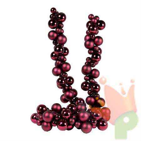 GHIRLANDA DI PALLINE BORDEAUX LUCIDO ED OPACO 180CM