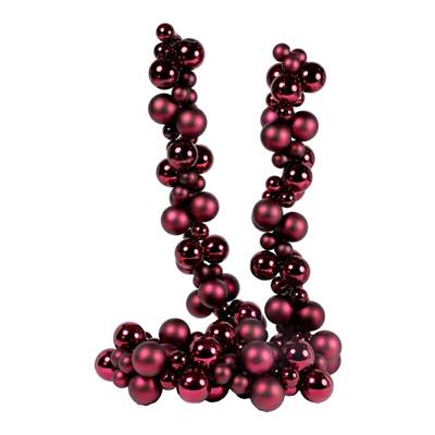 GHIRLANDA DI PALLINE BORDEAUX LUCIDO ED OPACO 180CM