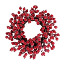 GHIRLANDA FUORIPORTA CON BACCHE ROSSE GHIACCIATE 40CM