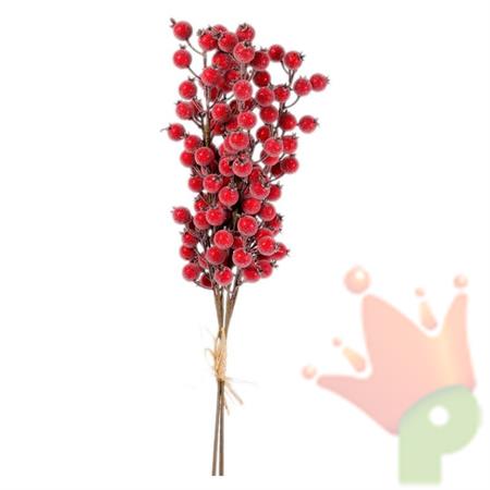 RAMO CON BACCHE ROSSE GHIACCIATE 65CM