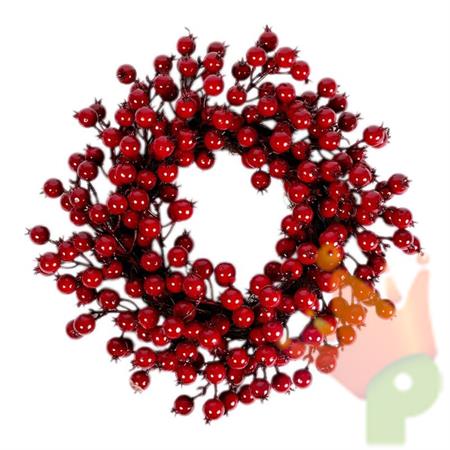 GHIRLANDA FUORIPORTA CON BACCHE ROSSE 40CM