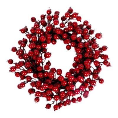 GHIRLANDA FUORIPORTA CON BACCHE ROSSE 40CM