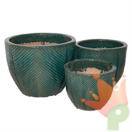 VASI IN TERRACOTTA VERDE 47X37CM 3PZ