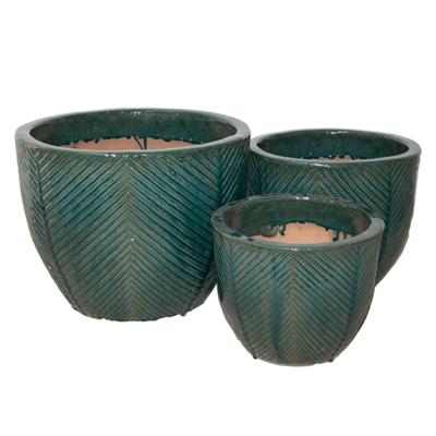 VASI IN TERRACOTTA VERDE 47X37CM 3PZ