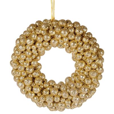 GHIRLANDA FUORIPORTA DI BACCHE ORO GLITTERATO 20CM