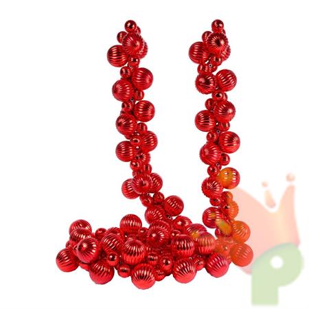 GHIRLANDA DI PALLINE TEXTURE ROSSO LUCIDO ED OPACO 180CM