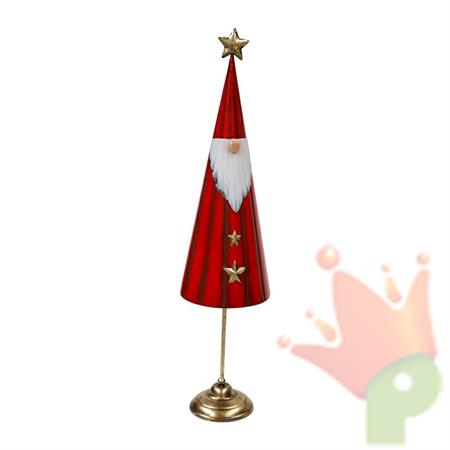 BABBO NATALE DECORAZIONE CONICA IN METALLO ROSSO 90CM