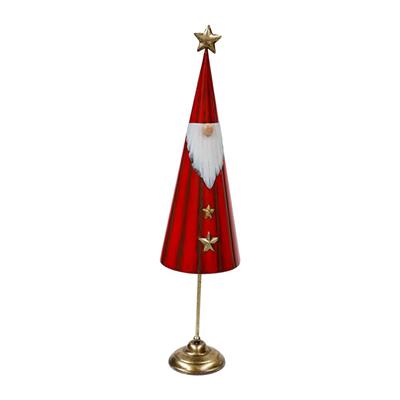 BABBO NATALE DECORAZIONE CONICA IN METALLO ROSSO 90CM