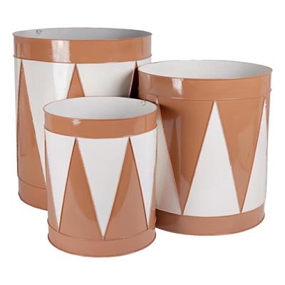 SET CONTENITORI TAMBURELLI IN METALLO BEIGE 43X51CM 3PZ