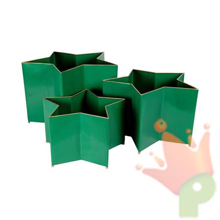 SET CONTENITORI STELLA IN METALLO VERDE 44X42X31CM 3PZ