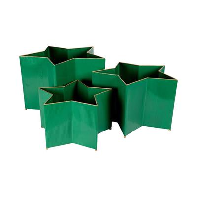 SET CONTENITORI STELLA IN METALLO VERDE 44X42X31CM 3PZ