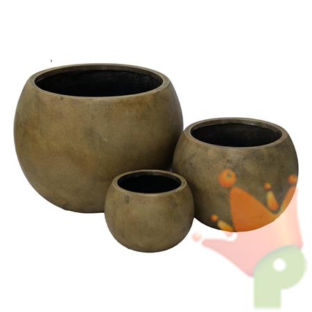 SET VASI IN VETRORESINA MARRONE 53X40CM 3PZ