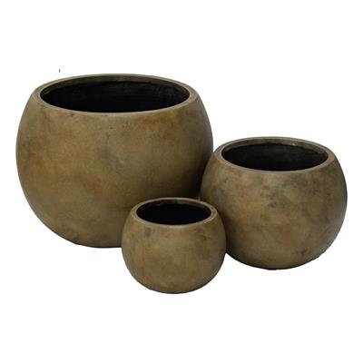 SET VASI IN VETRORESINA MARRONE 53X40CM 3PZ
