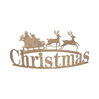 SCRITTA CHRISTMAS IN METALLO CON SLITTA ORO GLITTERATO 60X14CM