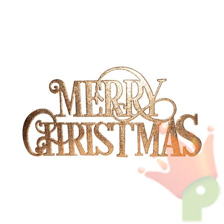 SCRITTA MERRY CHRISTMAS IN METALLO ORO GLITTERATO 59X120CM
