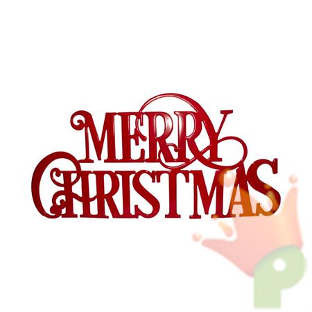 SCRITTA MERRY CHRISTMAS IN METALLO ROSSO GLITTERATO 59X120CM