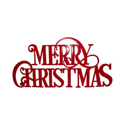 SCRITTA MERRY CHRISTMAS IN METALLO ROSSO GLITTERATO 59X120CM