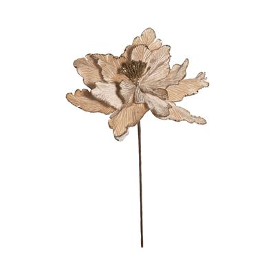 FIORE STELLA DI NATALE CON RAMO IN VELLUTO AVORIO 55CM