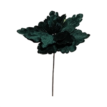 FIORE STELLA DI NATALE CON RAMO IN VELLUTO VERDE 55CM