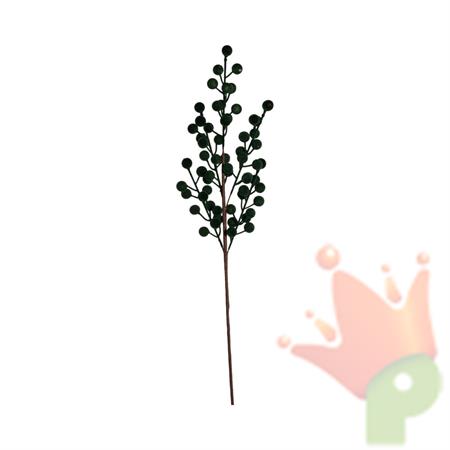 RAMO CON BACCHE FLOCCATE VERDE 53CM