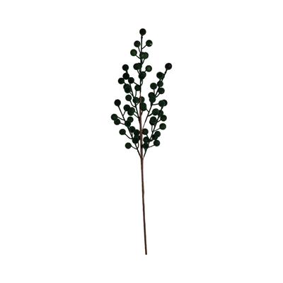 RAMO CON BACCHE FLOCCATE VERDE 53CM