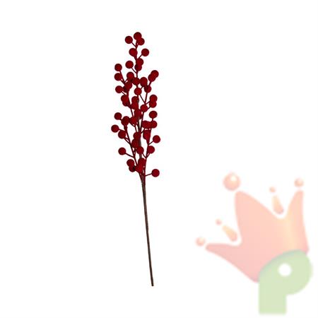 RAMO CON BACCHE FLOCCATE ROSSO 53CM
