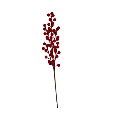 RAMO CON BACCHE FLOCCATE ROSSO 53CM