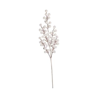 RAMO CON BACCHE FLOCCATE BIANCO 53CM