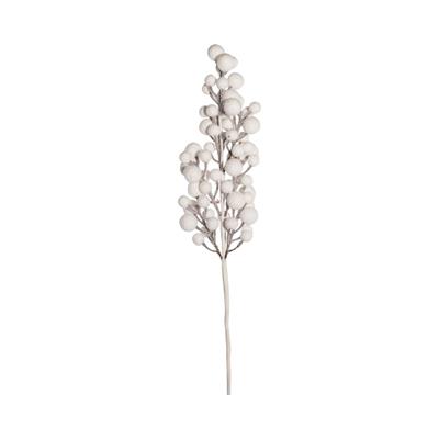 RAMO CON BACCHE FLOCCATE BIANCO 70CM