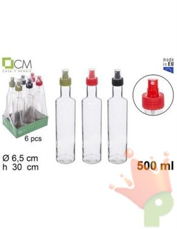 BOTTIGLIA CRISTAL ROTONDA CON POLVERIZZATORE 500 ML