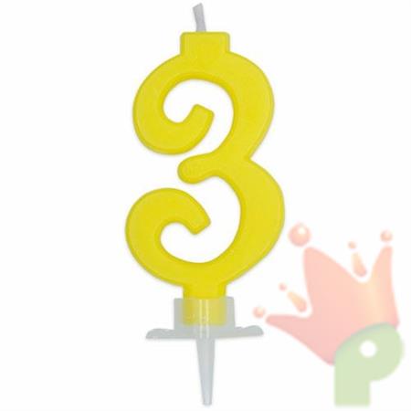 CANDELINA NUMERO 3 CERA ITALIC GIALLO 7CM