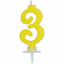 CANDELINA NUMERO 3 CERA ITALIC GIALLO 7CM