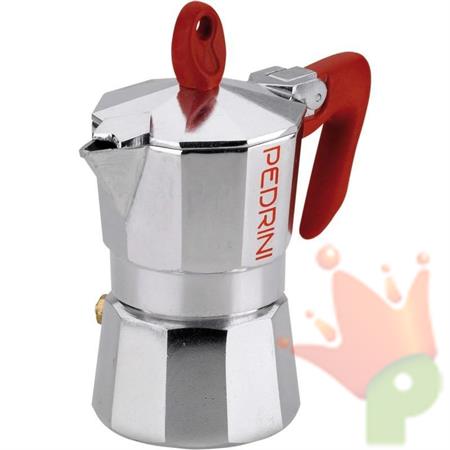 CAFFETTIERA BRILLANTATA MANICO ROSSO 1 TAZZA