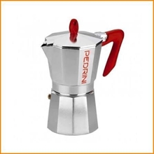 CAFFETTIERA BRILLANTATA 2 TZ MANICO ROSSO