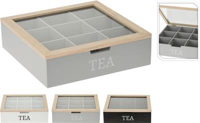 SCATOLA PORTA TISANE 24X24X7 CM IN LEGNO