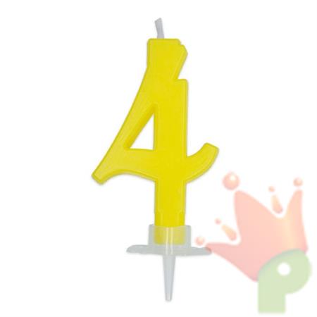 CANDELINA NUMERO 4 CERA ITALIC GIALLO 7CM
