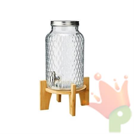 DISPENSER BEVANDE IN VETRO CON RUBINETTO BASE IN BAMBOO 5,6 LT
