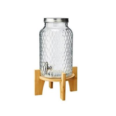 DISPENSER BEVANDE IN VETRO CON RUBINETTO BASE IN BAMBOO 5,6 LT