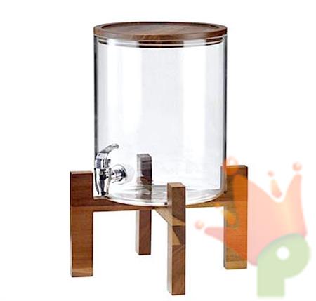 DISPENSER BEVANDE IN VETRO CON RUBINETTO BASE IN ACACIA 6,5LT