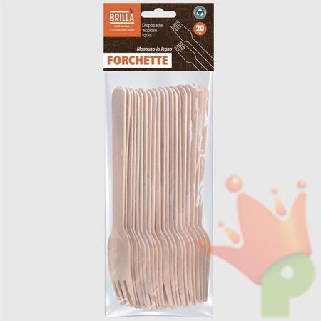 POSATE LEGNO FORCHETTE MONOUSO 16CM 10PZ
