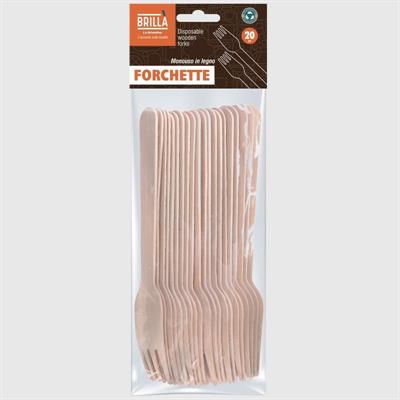 POSATE LEGNO FORCHETTE MONOUSO 16CM 10PZ
