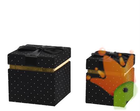 SCATOLA IN VELLUTO CON PERLINE FIOCCO NERO 12,5X12,5X14,5CM