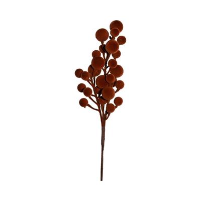 RAMO CON BACCHE FLOCCATE MARRONE 43CM