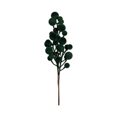 RAMO CON BACCHE FLOCCATE VERDE 43CM