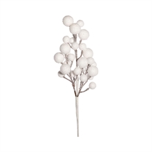 RAMO CON BACCHE FLOCCATE BIANCO 43CM